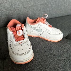 Peach and white toddler Nike AF1